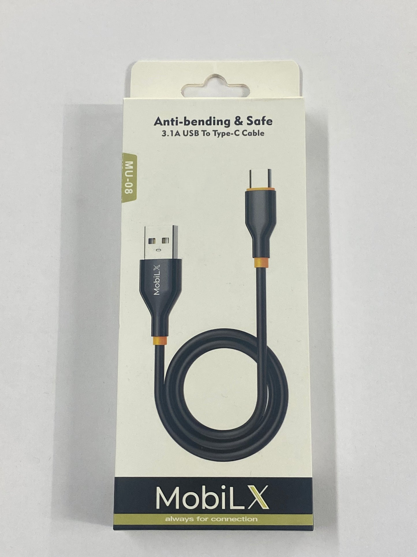 MobiLX MU-08 Anti-Bending § Safe 3.1A USB To Type-C Cable