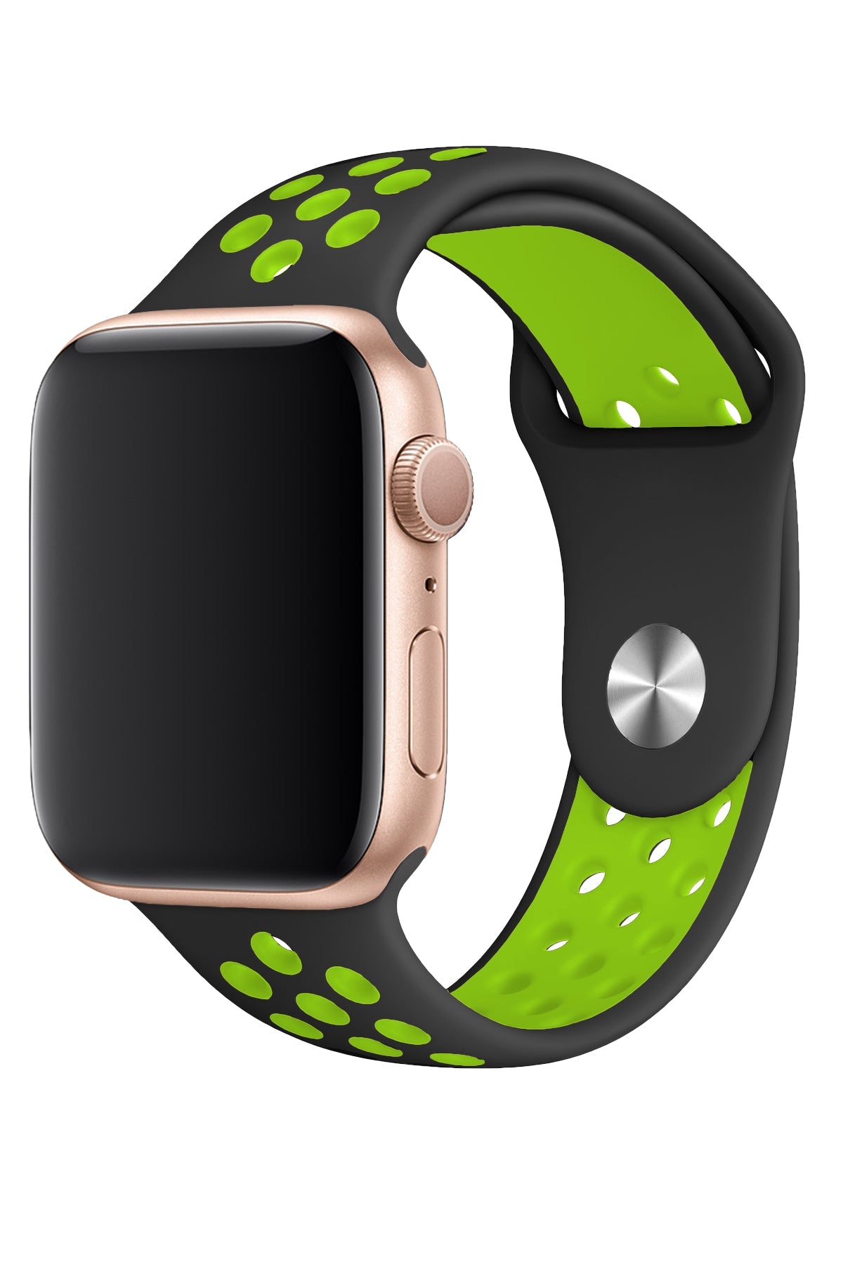 Apple Watch Uyumlu Silikon Delikli Spor Kordon Siyah Yeşil