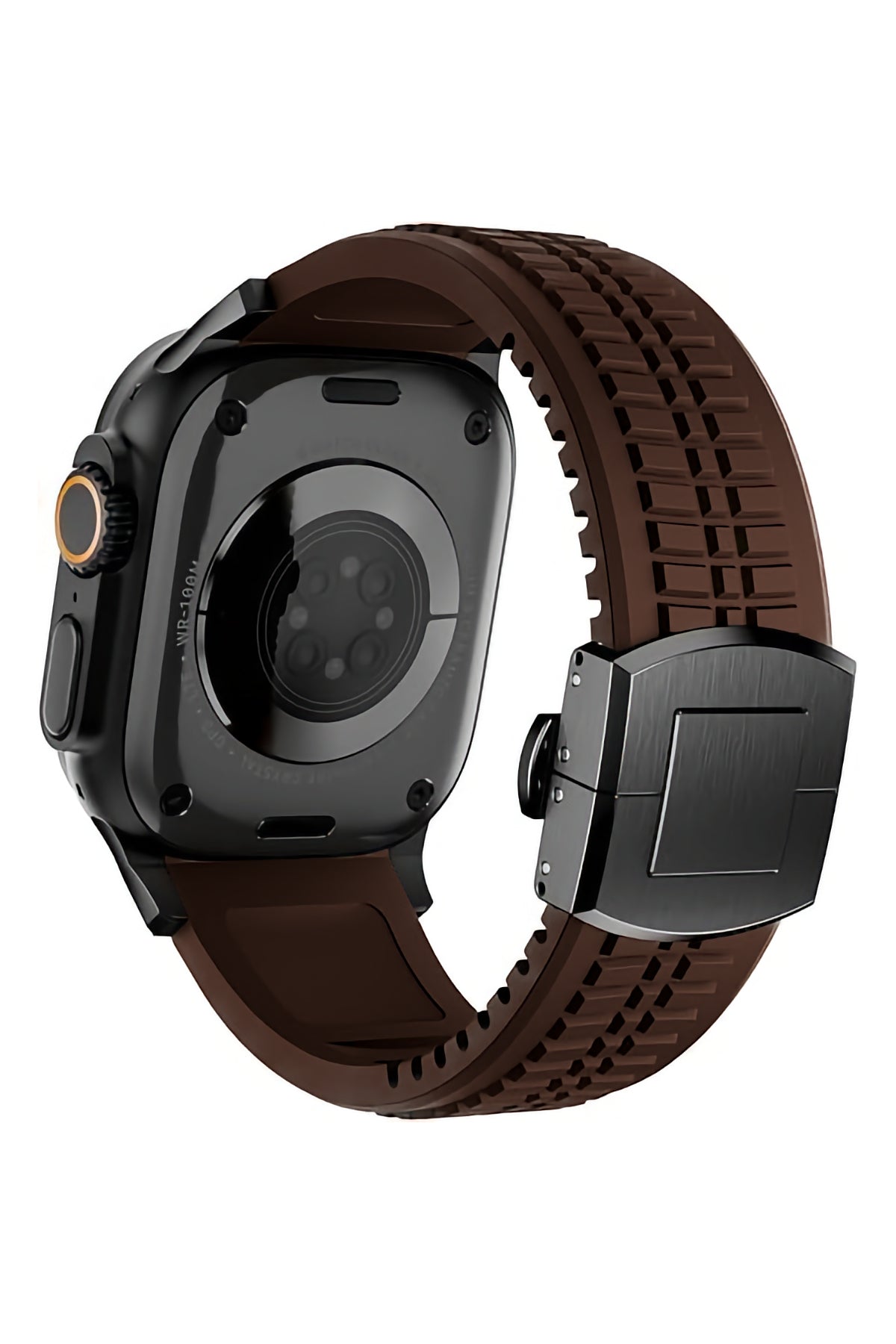 Apple Watch / Ultra Uyumlu AquaLink Kordon Mocha Siyah Toka