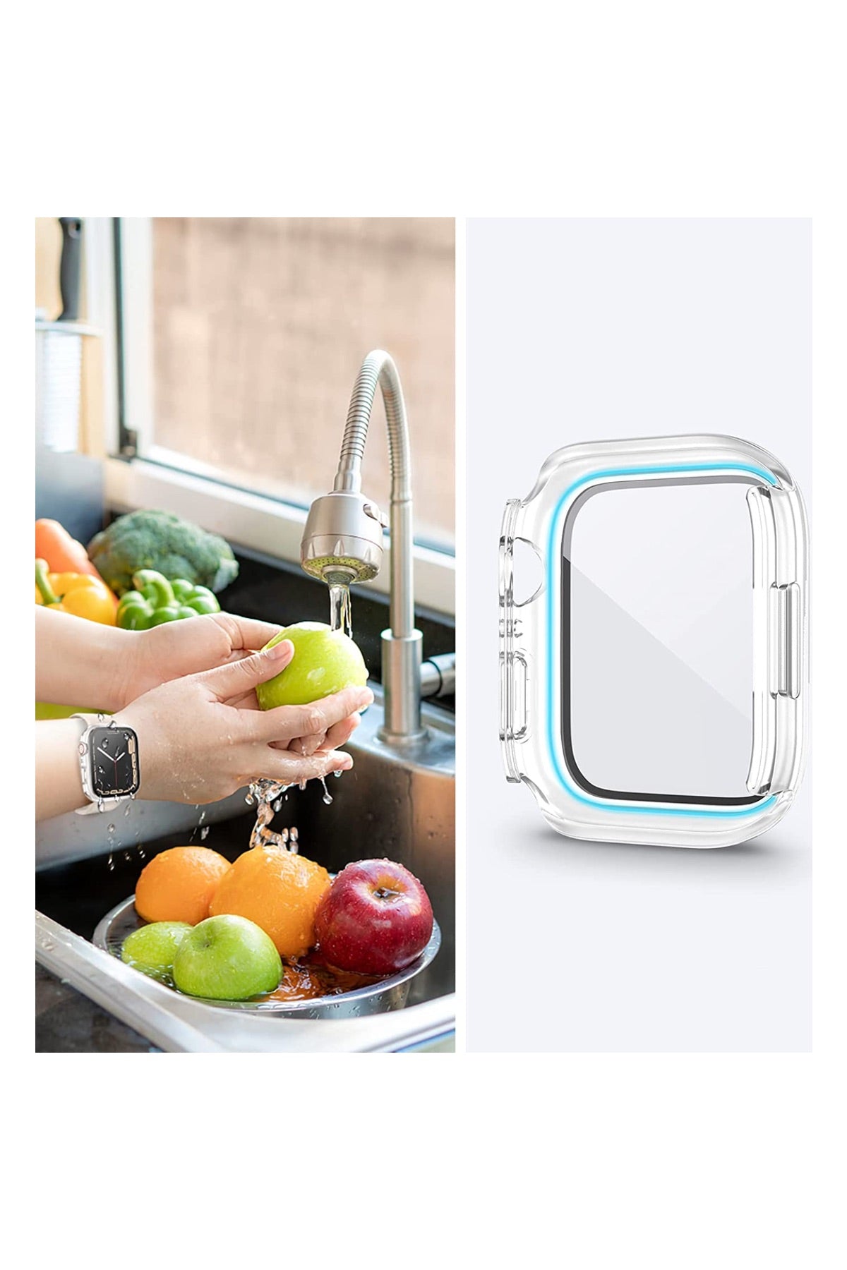 Apple Watch Uyumlu Ekran Koruyucu Kasa Suya Dayanıklı Clear