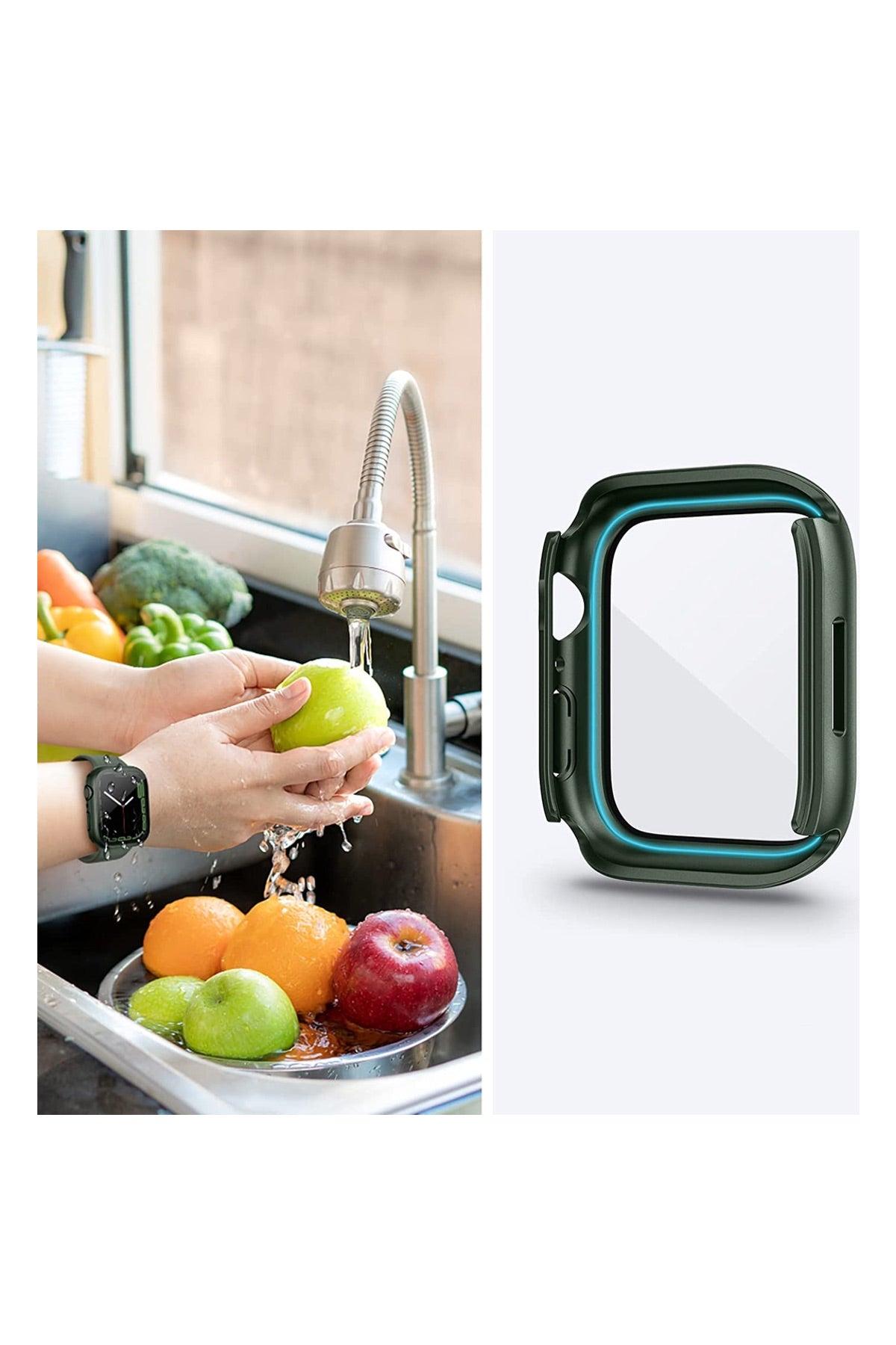 Apple Watch Uyumlu Ekran Koruyucu Kasa Suya Dayanıklı Deep Jungle