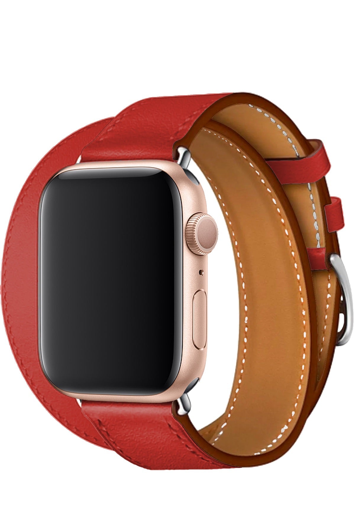 Apple Watch Uyumlu Spiralis Deri Kordon Kırmızı