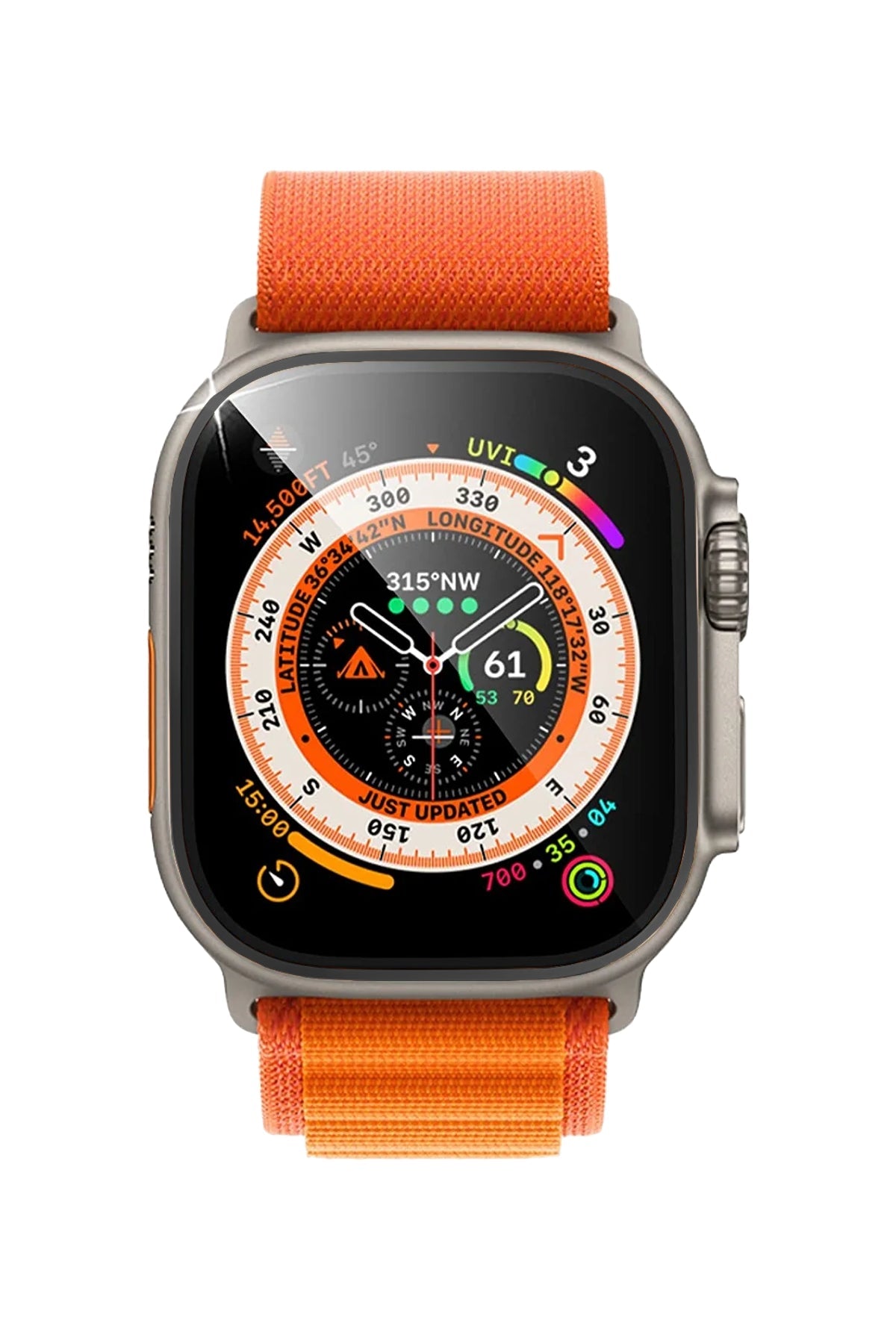 Apple Watch Ultra Uyumlu Metal Çerçeveli Ekran Koruyucu Bamford