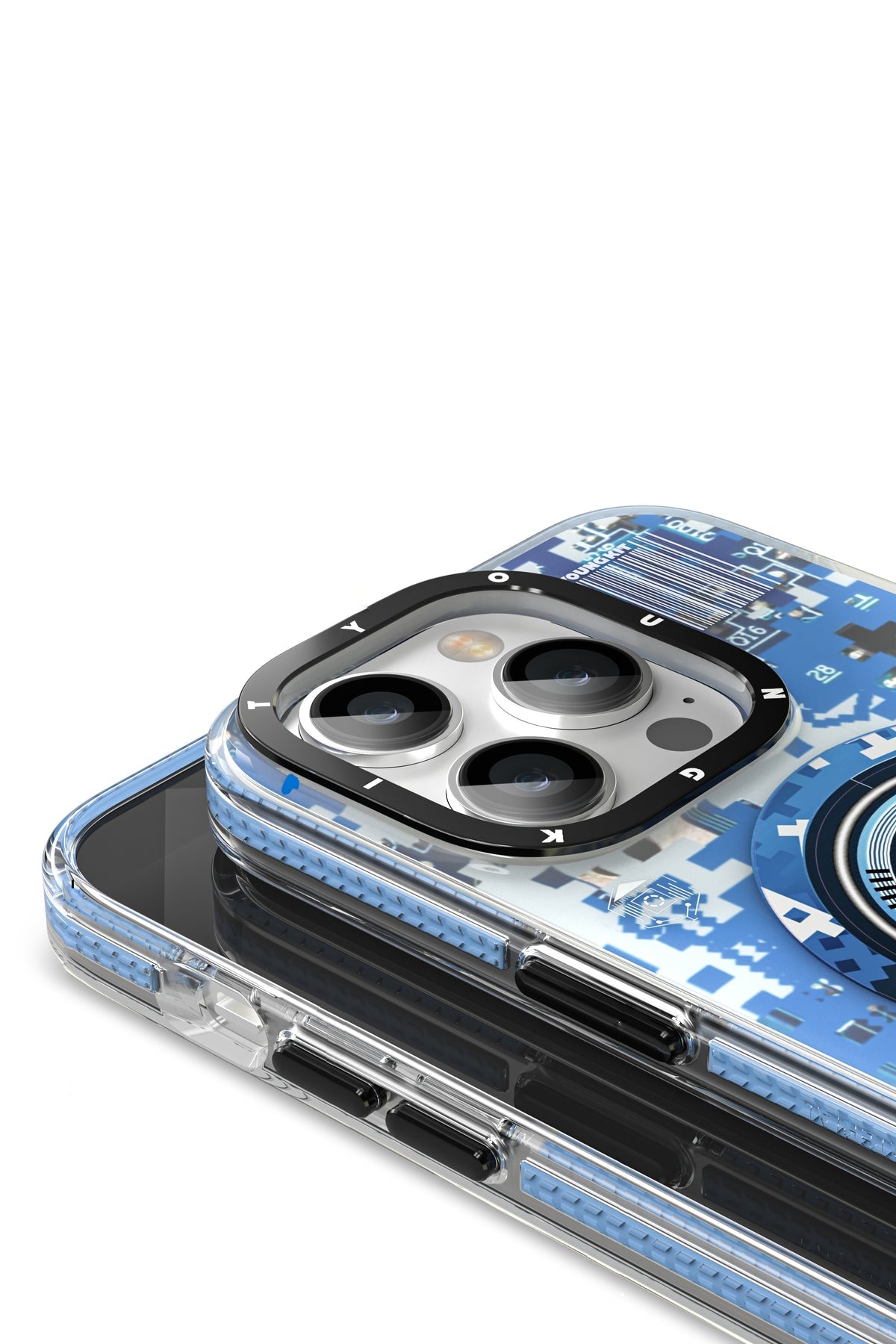Youngkit Kamuflaj iPhone 14 Pro Magsafe Mavi Kılıf