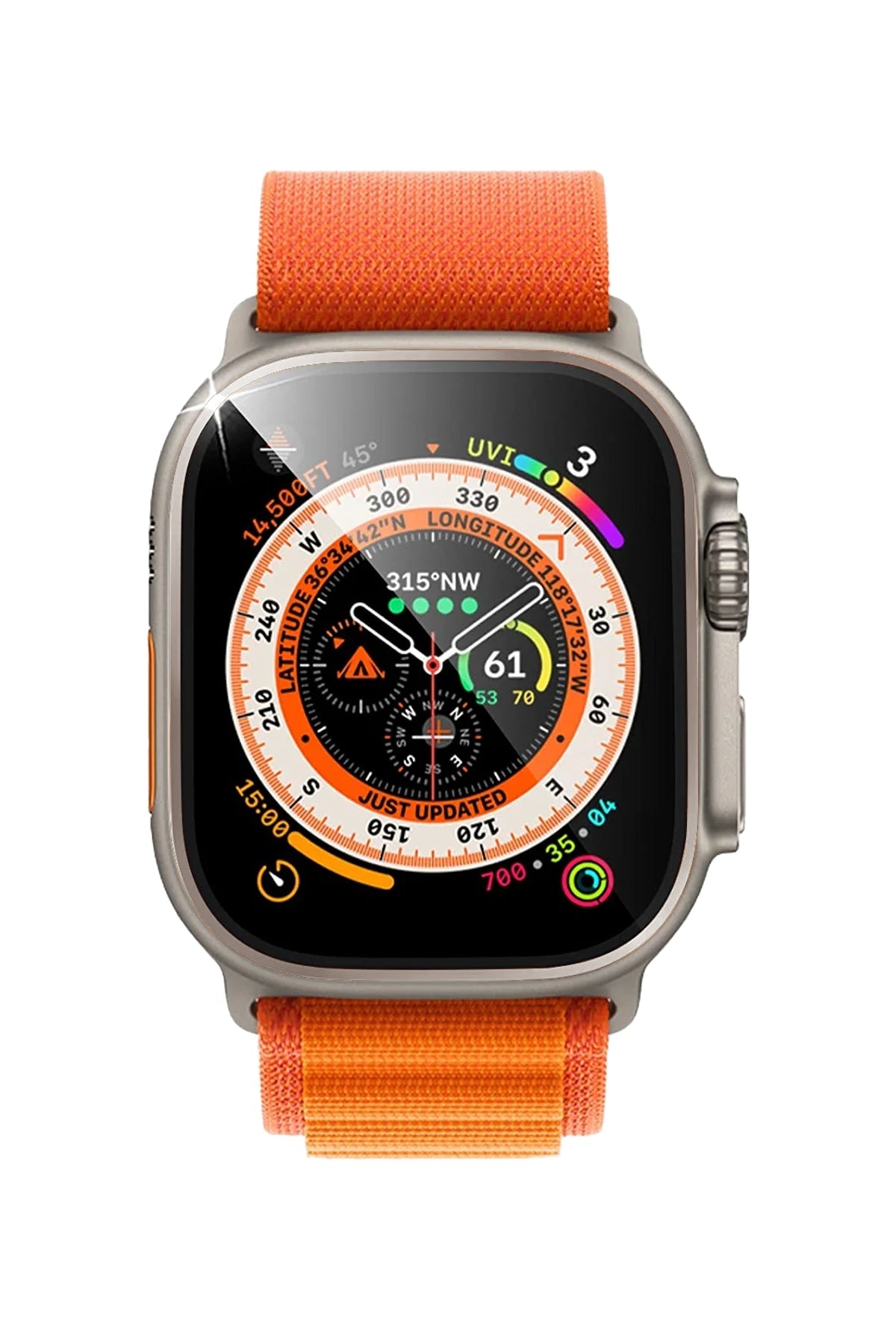 Apple Watch Ultra Uyumlu Metal Çerçeveli Ekran Koruyucu Clay