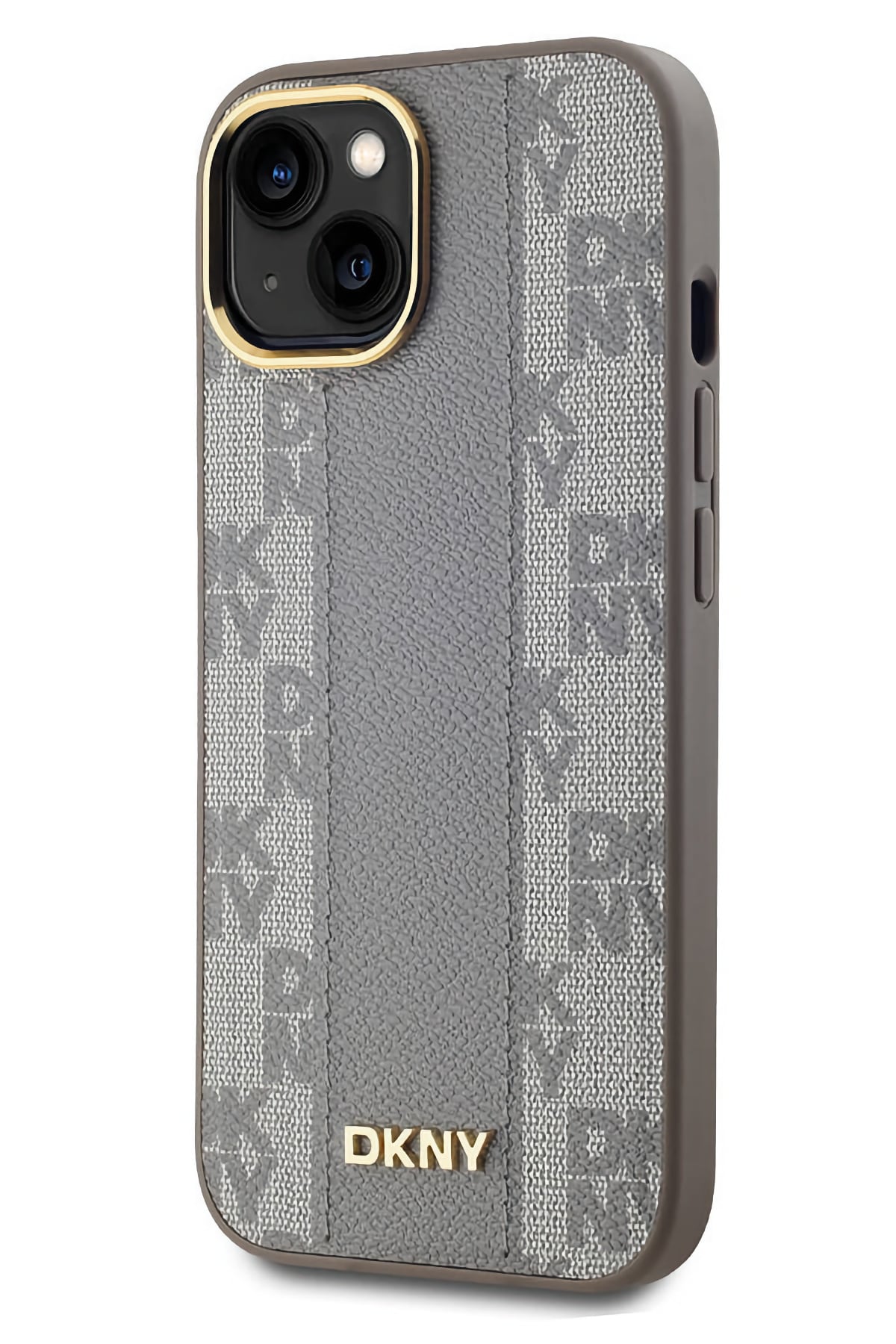 DKNY Checkered Texture Pattern iPhone 15 Magsafe Uyumlu Kılıf Krem