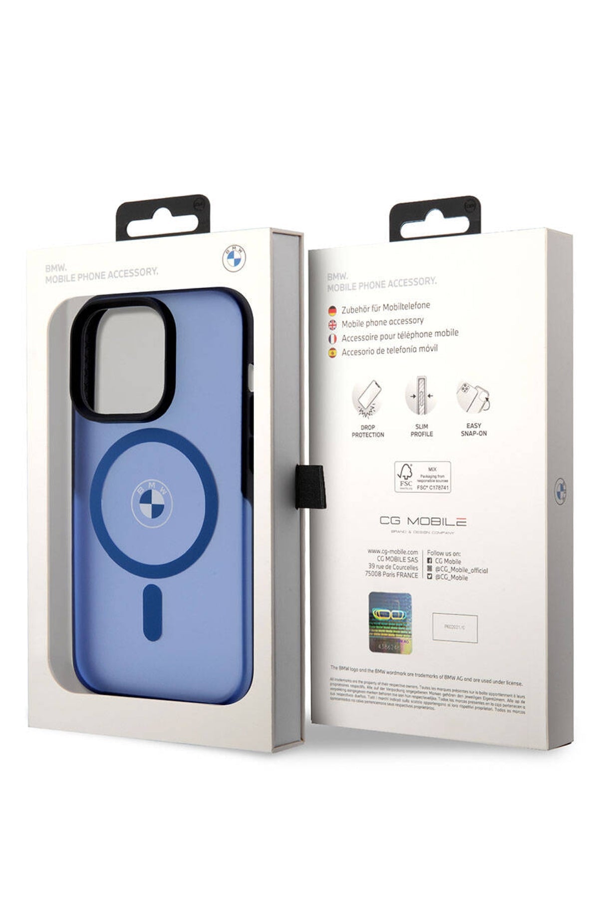Apple iPhone 15 Pro Max Magsafe uyumlu BMW Lisanslı Frosted Kılıf Mavi