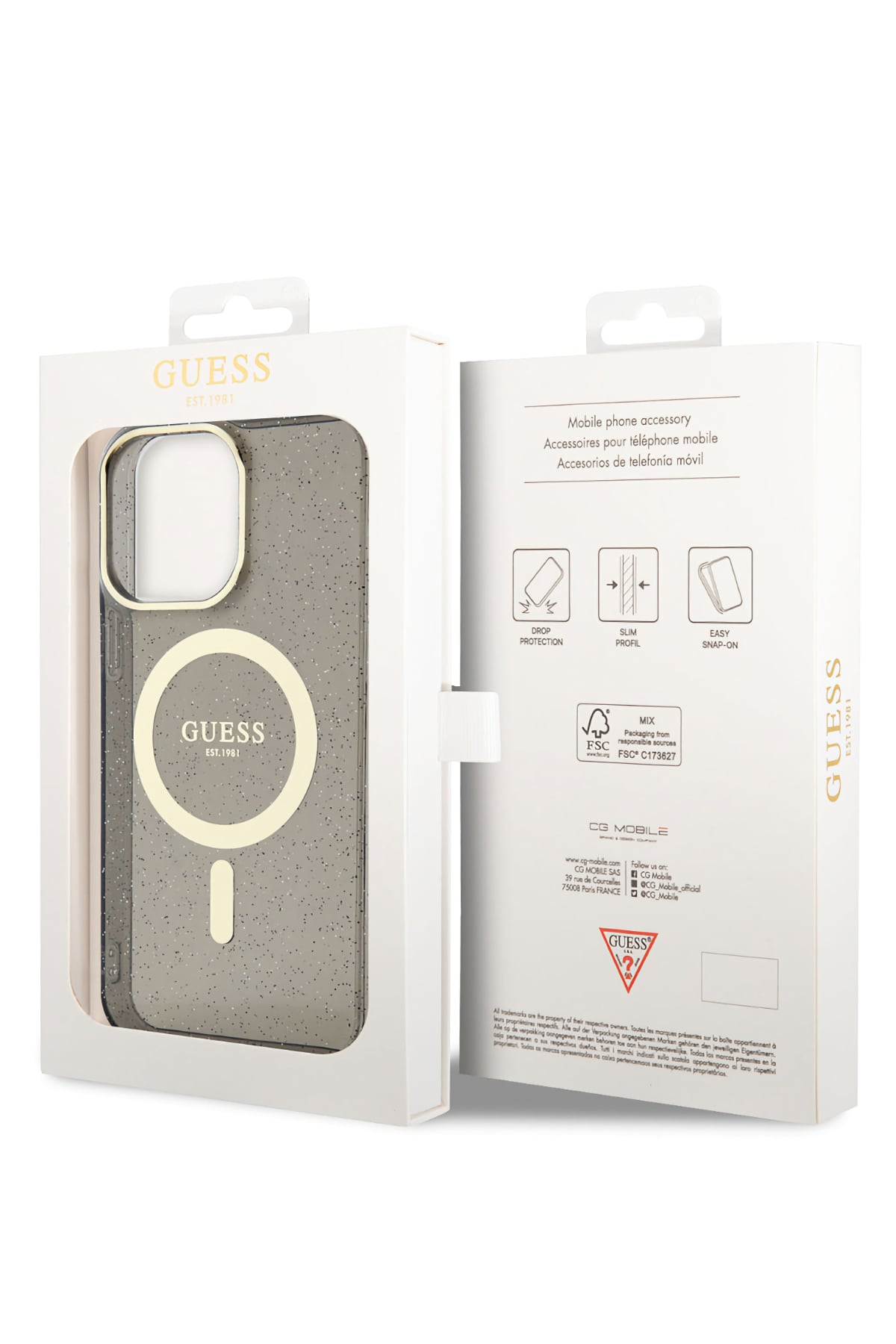 Guess iPhone 13 Pro Max Magsafe Uyumlu Glitter Silikon Kılıf Siyah