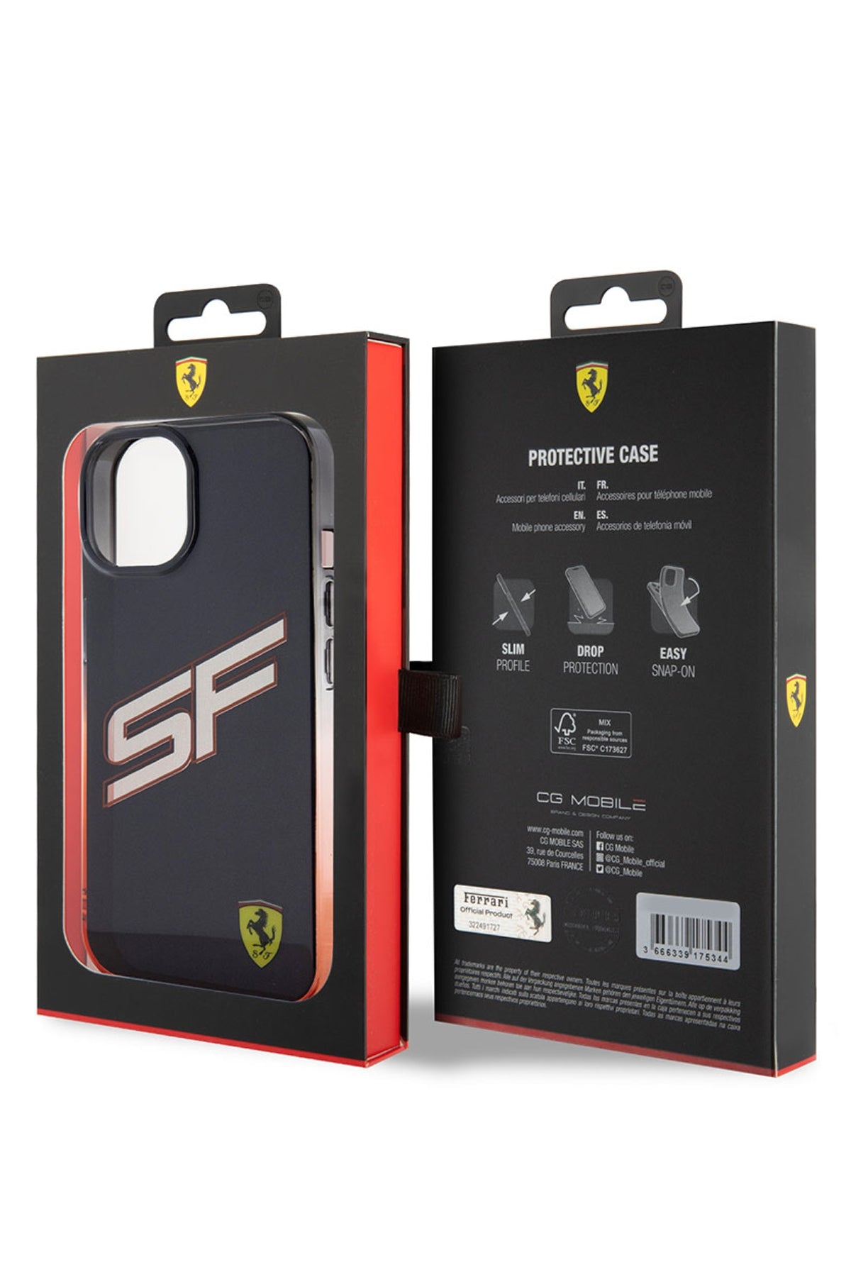 Ferrari iPhone 15 Uyumlu Gradient SF Silikon Kılıf Siyah