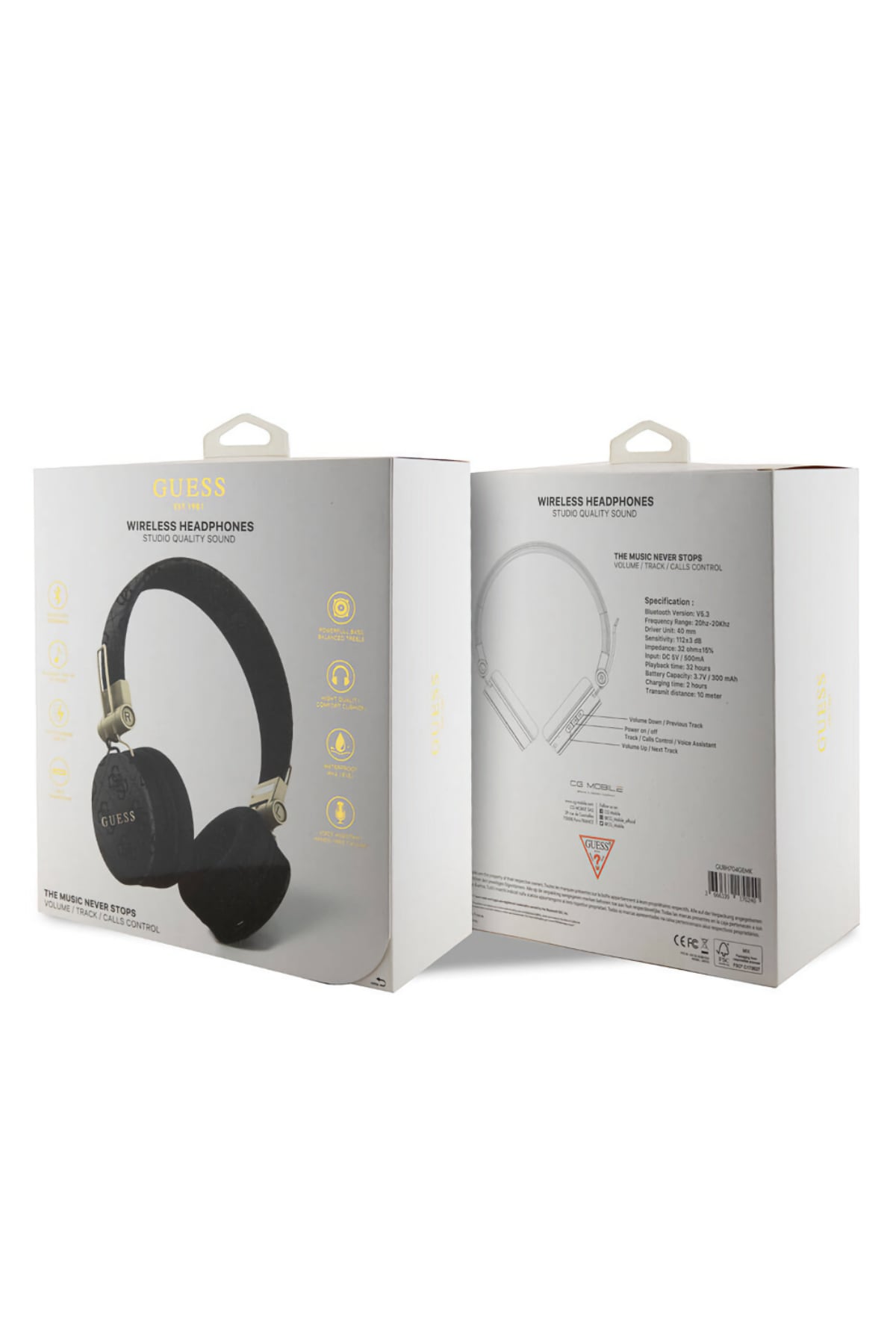 Guess Kulak Üstü Bluetooth 5.3 Kulaklık 4G Desenli Metal Logolu Siyah