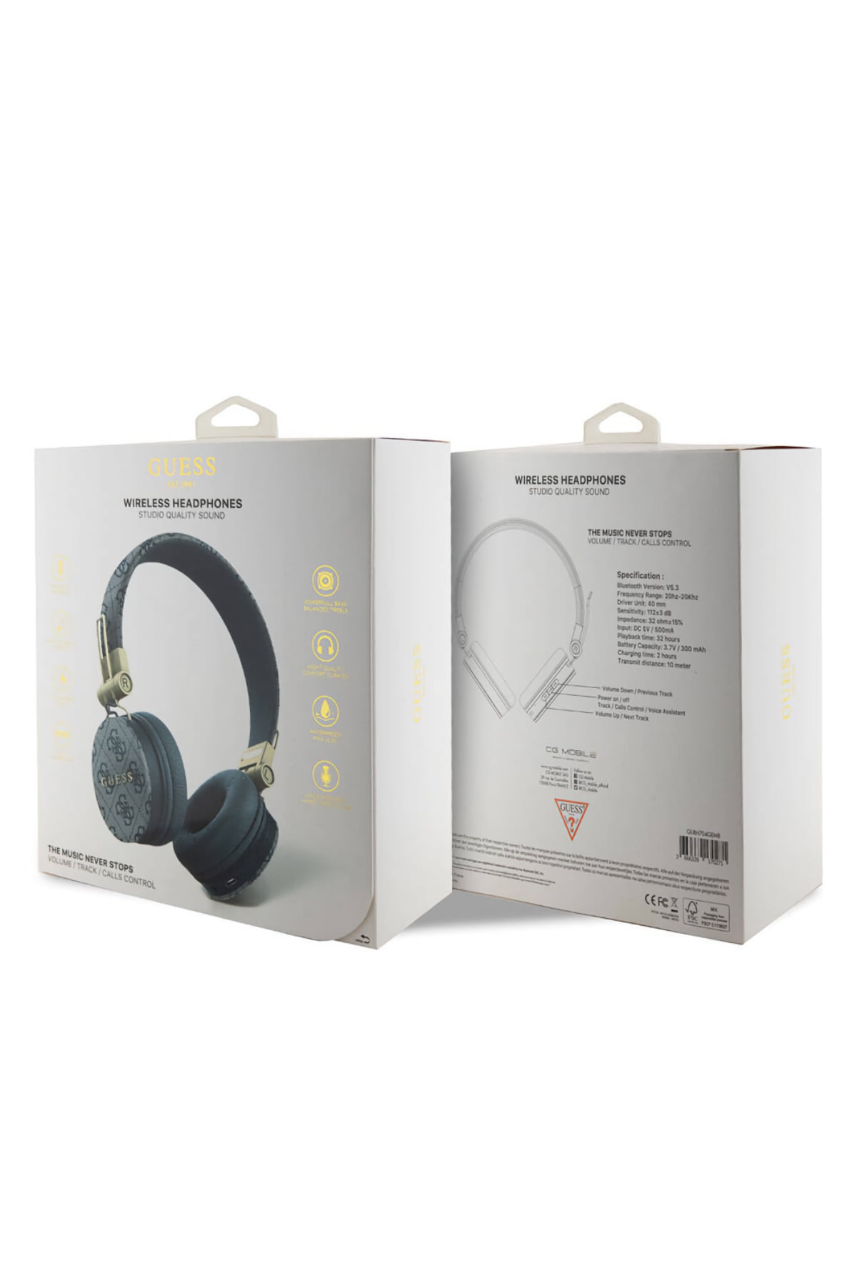 Guess Kulak Üstü Bluetooth 5.3 Kulaklık 4G Desenli Metal Logolu Mavi