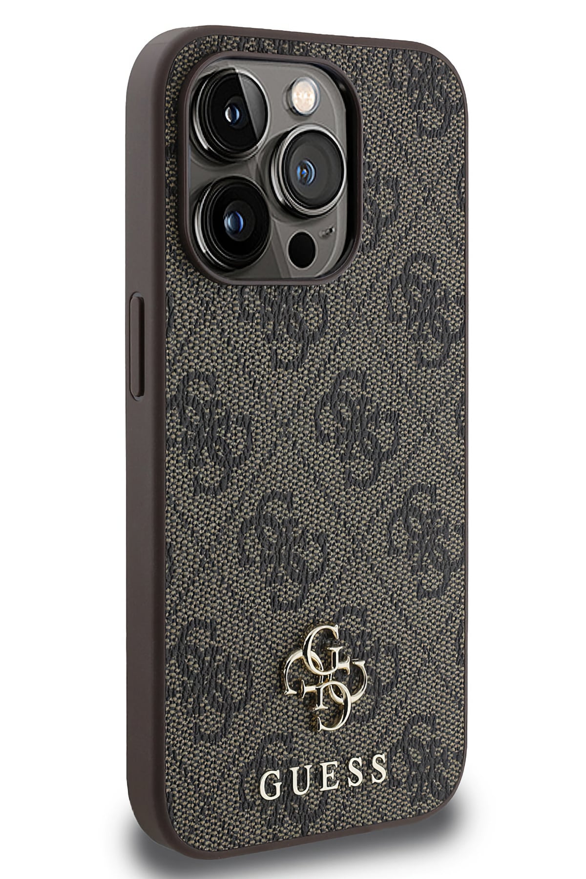 Guess Classic 4G Logolu iPhone 13 Pro Magsafe Uyumlu Kılıf Kahverengi