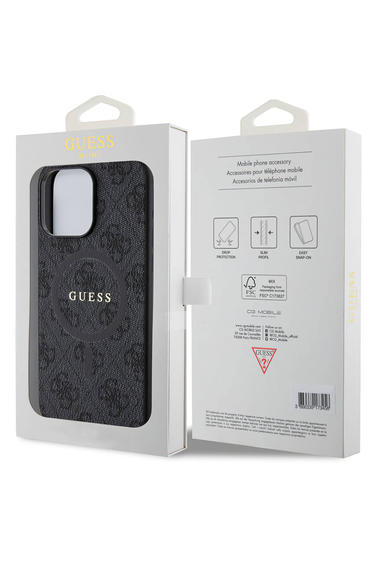 Guess iPhone 15 Pro Max Magsafe Uyumlu 4G Desenli Kılıf Siyah