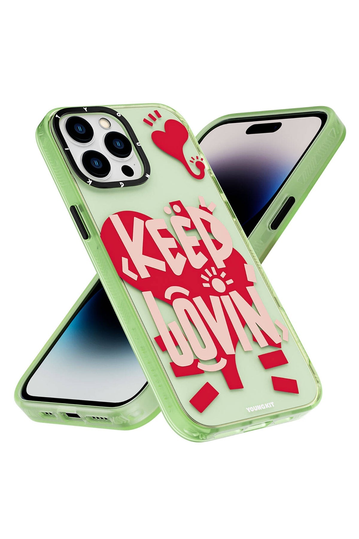 Youngkit Happy Hearth iPhone 14 Pro Uyumlu Yeşil Kılıf