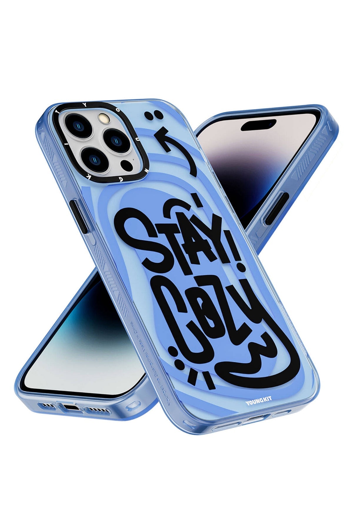 Youngkit Happy Hearth iPhone 14 Pro Max Uyumlu Mavi Kılıf