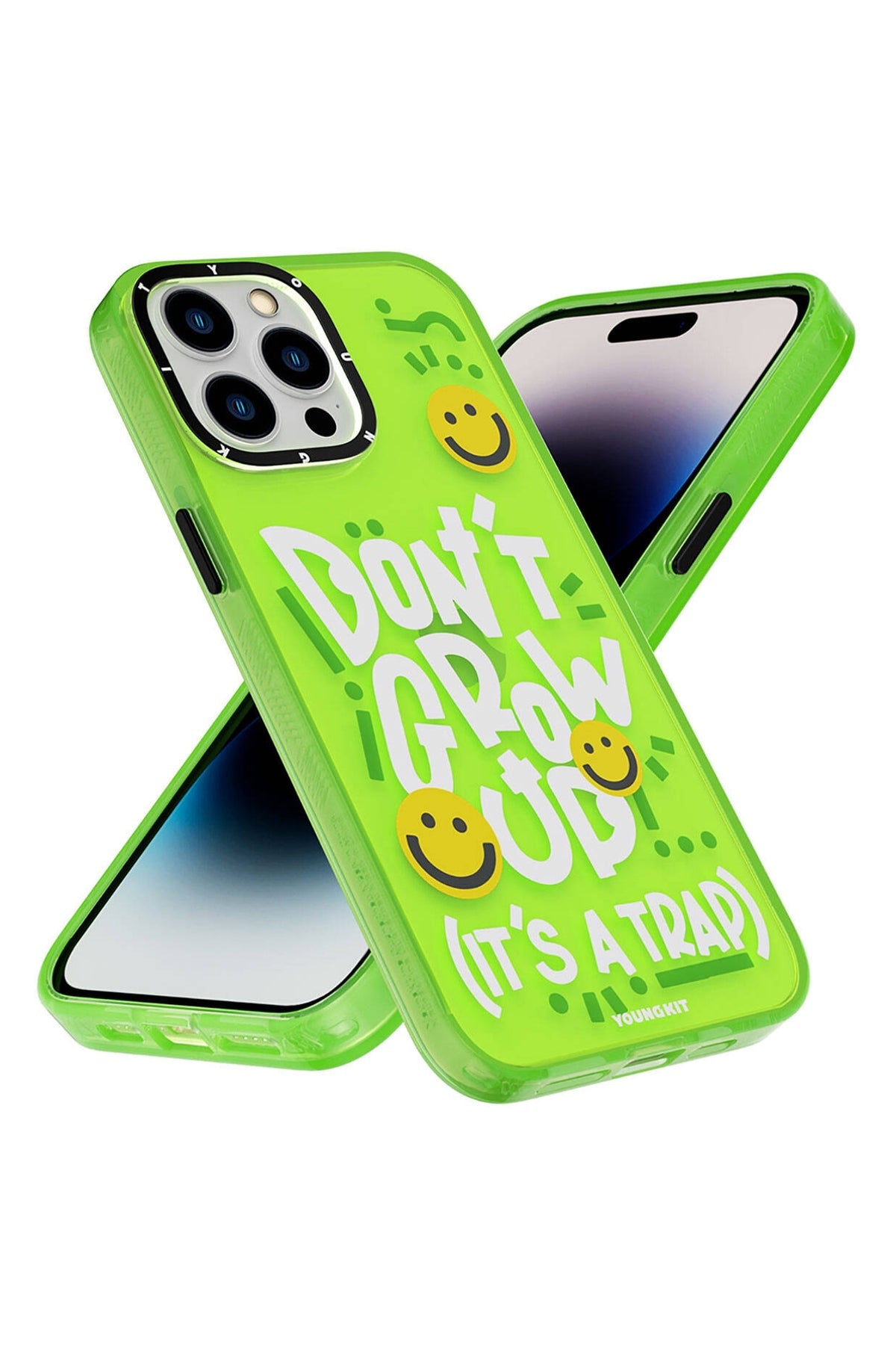 Youngkit Happy Hearth iPhone 14 Pro Uyumlu Neon Yeşil Kılıf
