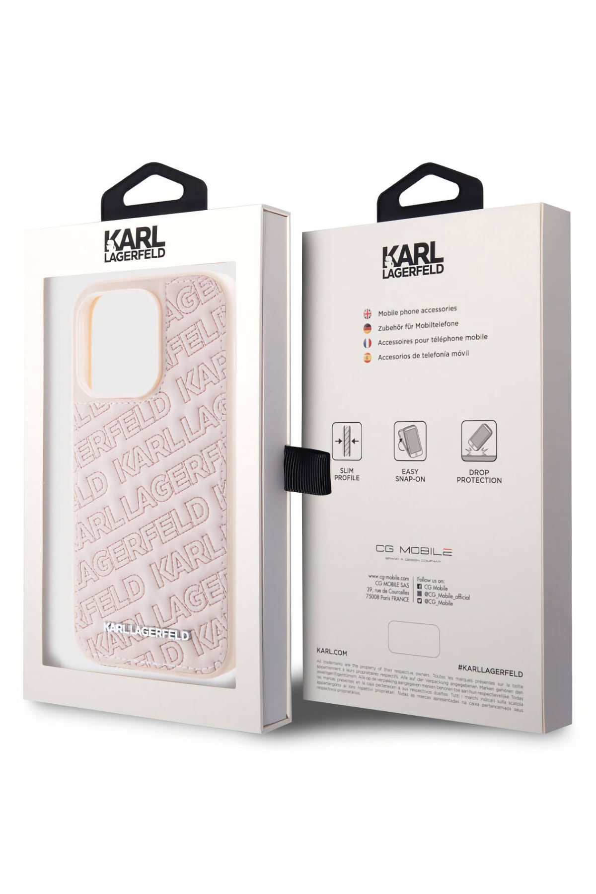 Karl Lagerfeld iPhone 15 Pro Max Uyumlu Kapitone Kılıf Pembe