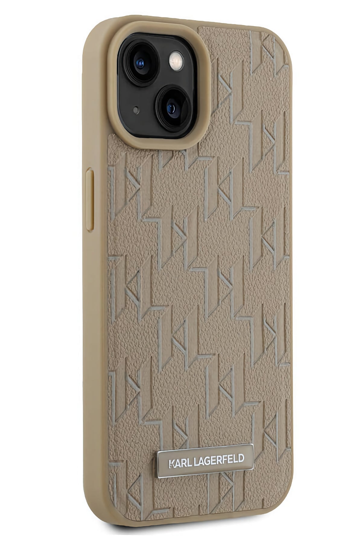 Karl Lagerfeld Hot Stamp iPhone 15 Magsafe Uyumlu Kılıf Krem