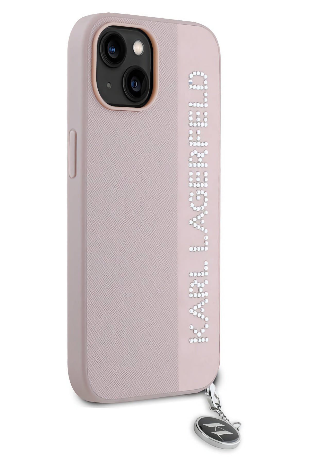 Karl Lagerfeld Saffiano Rhinestones iPhone 15 Kılıf Pembe