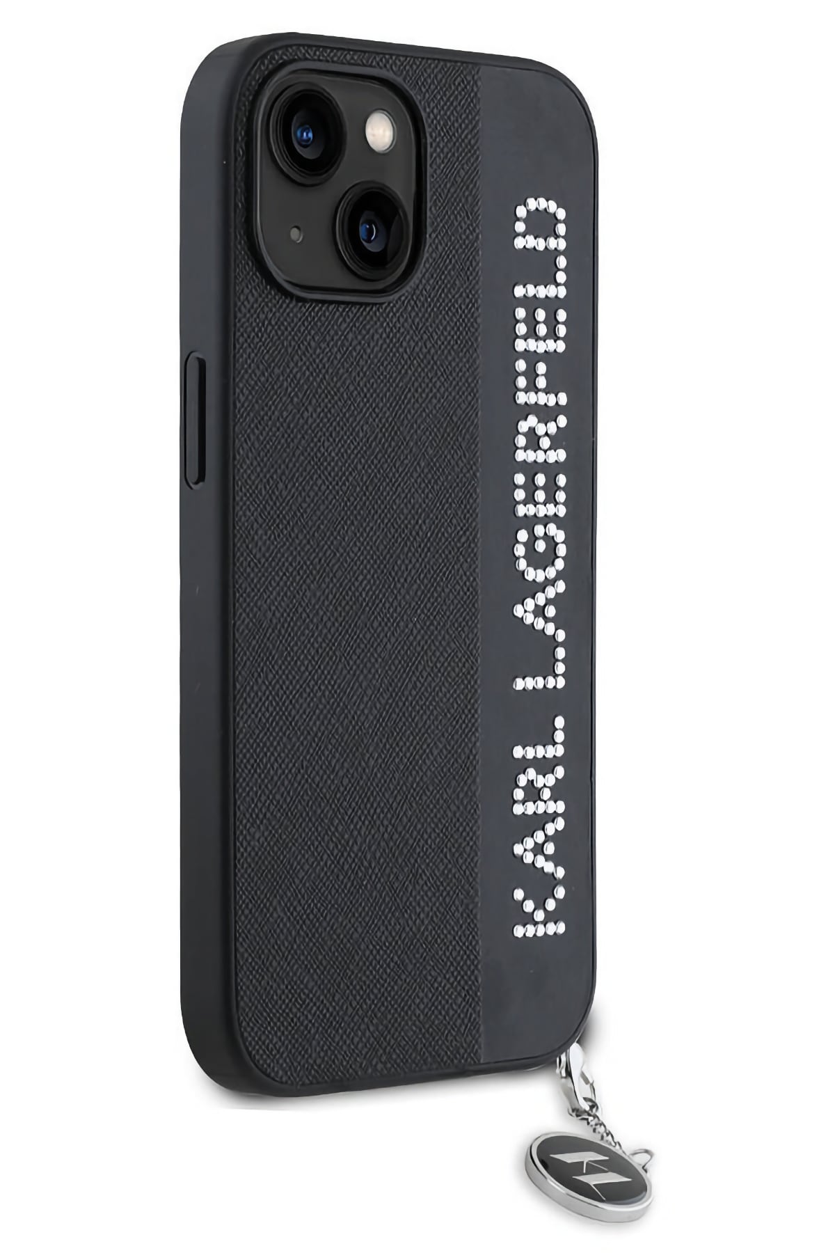 Karl Lagerfeld Saffiano Rhinestones iPhone 15 Kılıf Siyah