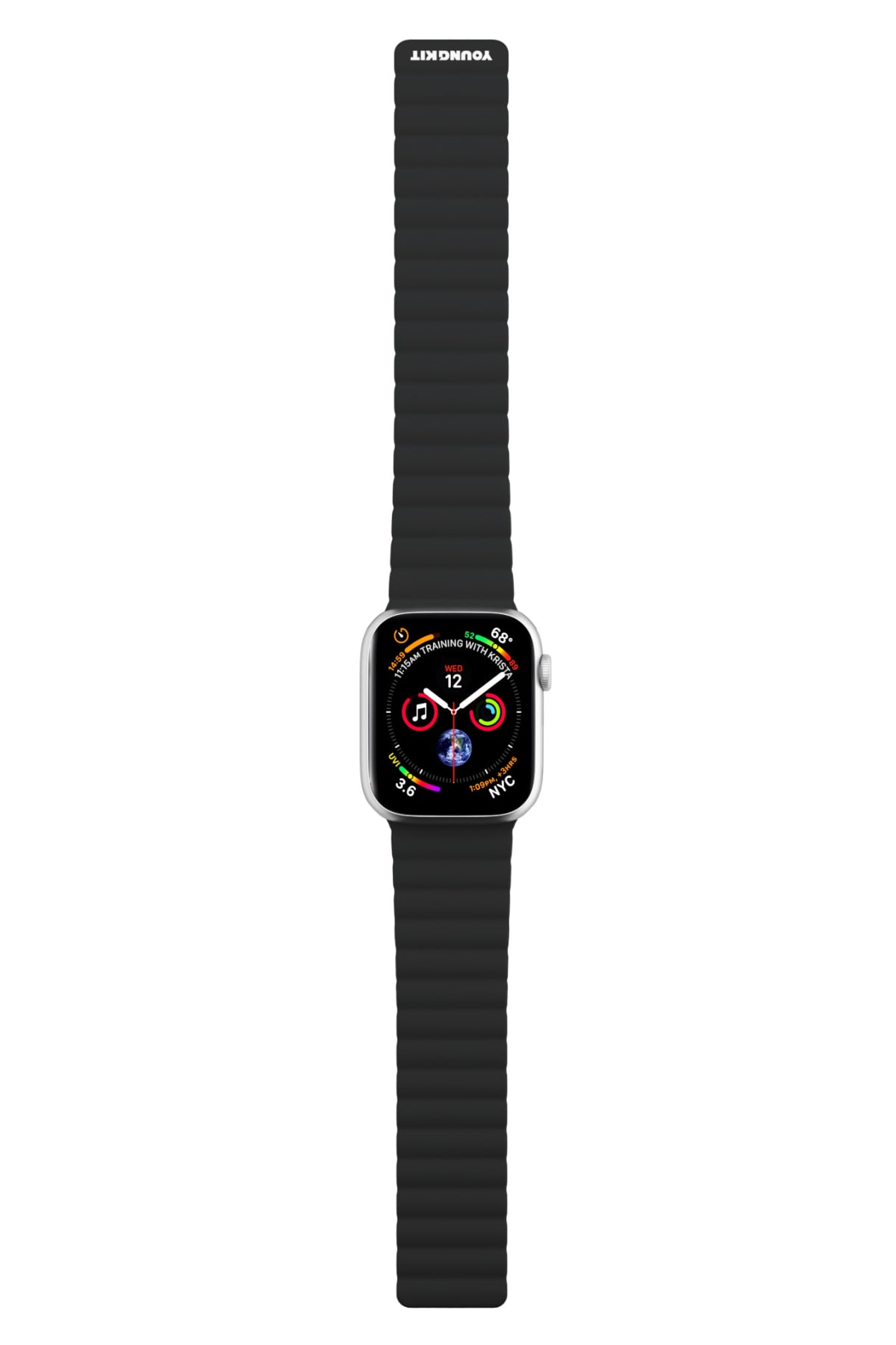Youngkit Apple Watch Uyumlu Manyetik Mıknatıslı Minimalist Kordon Siyah