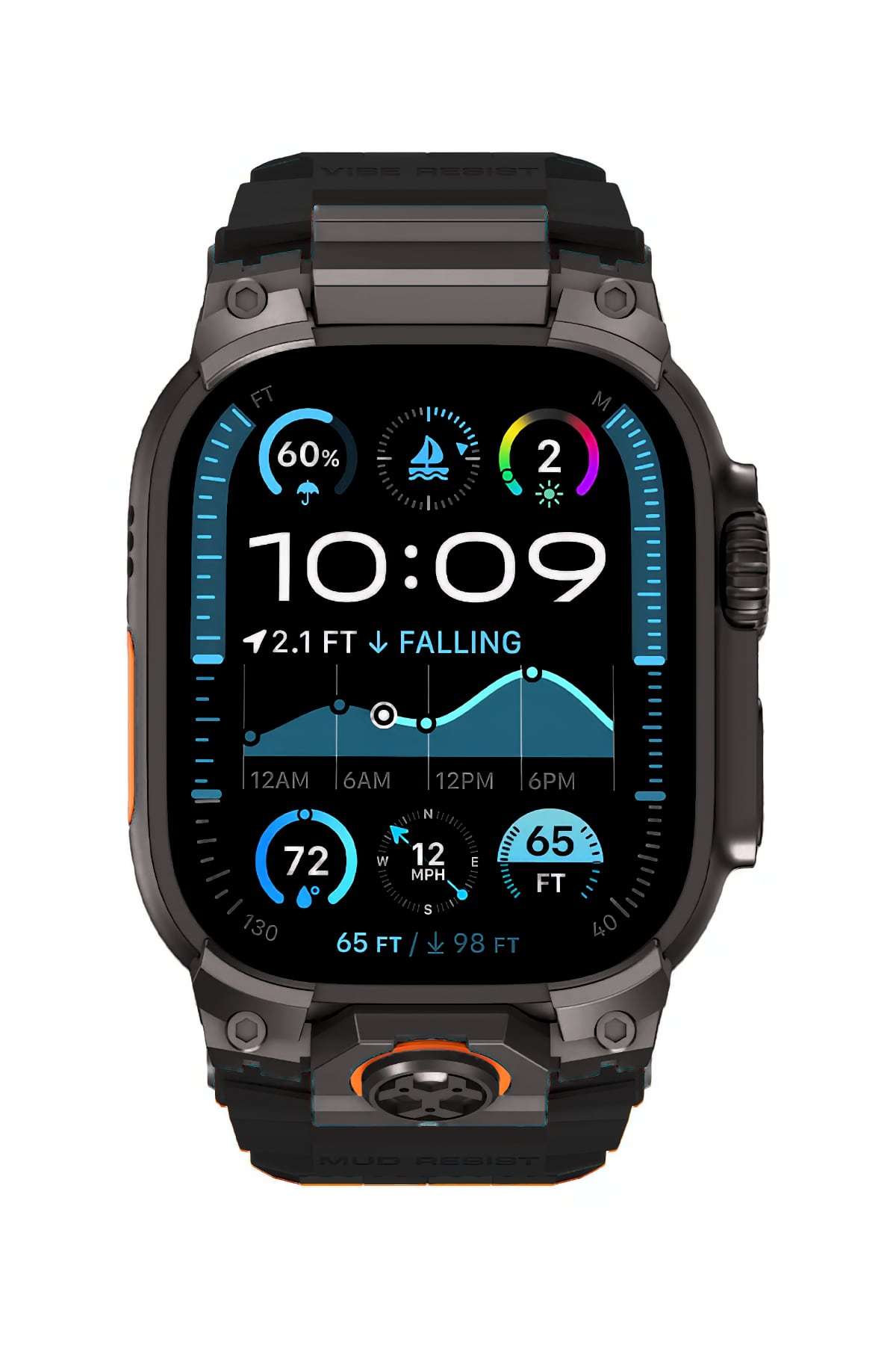 Mohseven Armor Apple Watch Ultra Uyumlu Silikon Siyah Kordon