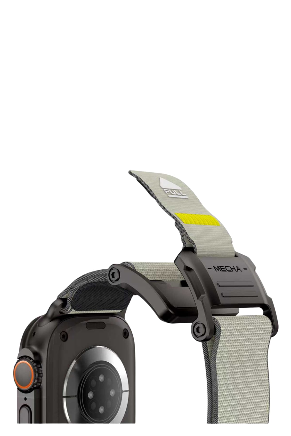 Mohseven Mecha Apple Watch Ultra Uyumlu Hasır Kordon Siyah Bej