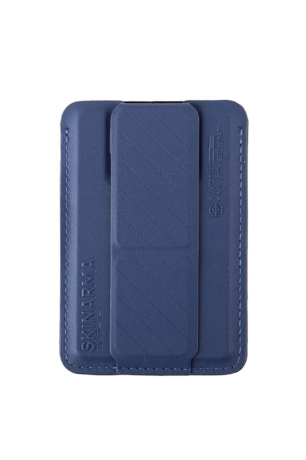 SkinArma iPhone 15 Pro Uyumlu Saıdo Kado Kartlıklı Standlı Kılıf Mavi