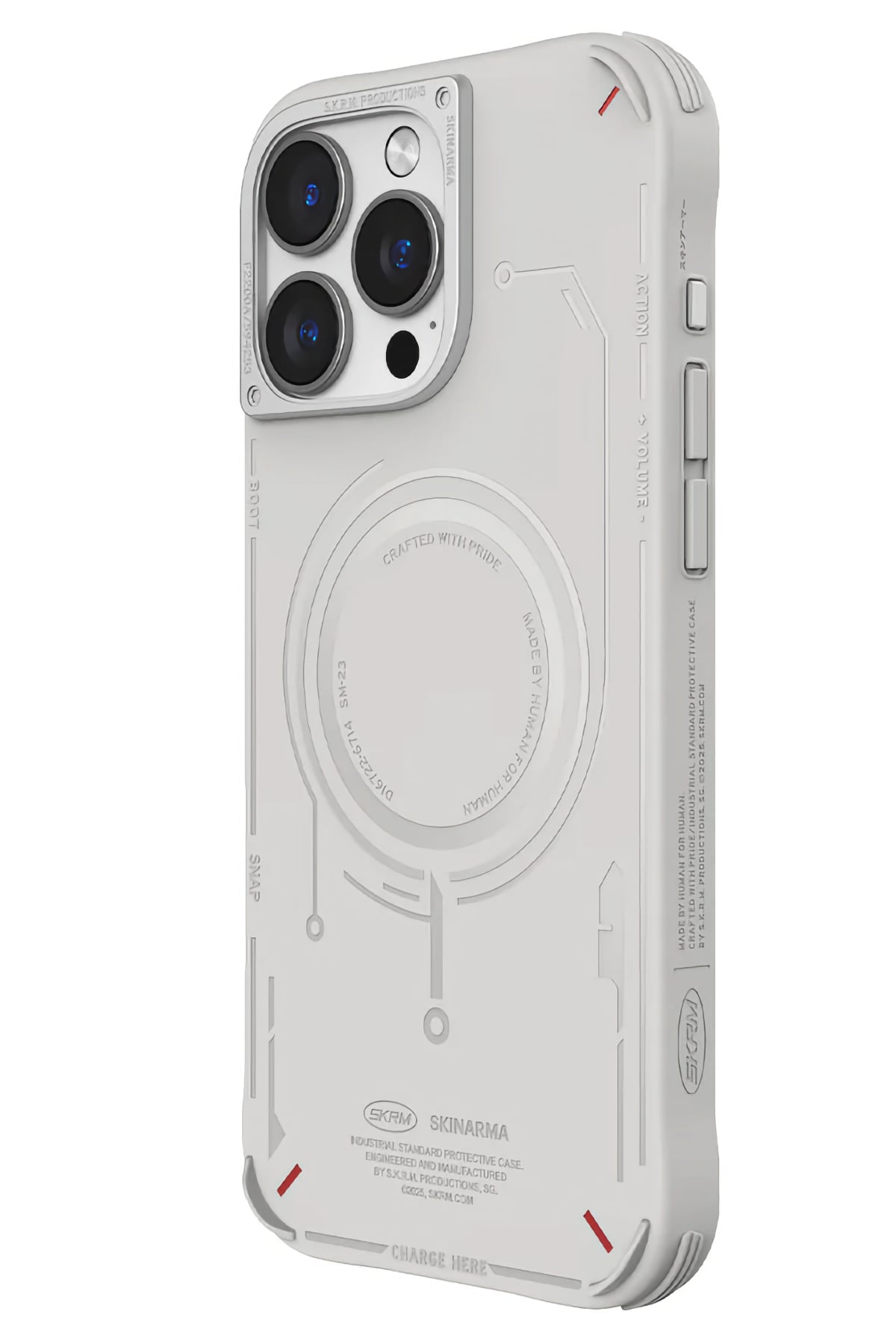 Skinarma Mecha iPhone 16 Pro Magsafe Uyumlu Kılıf Açık Gri