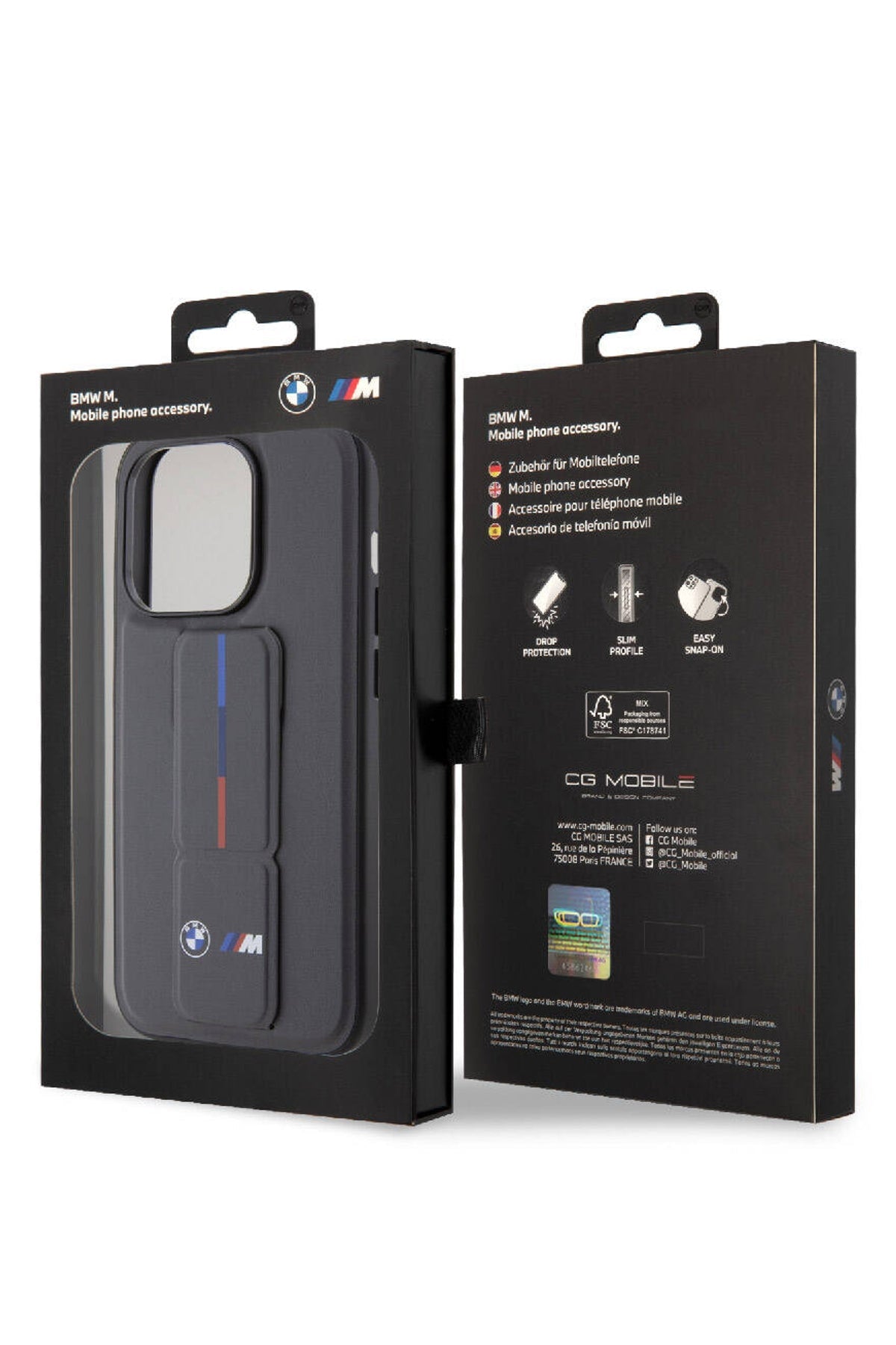 Apple iPhone 15 Pro Max uyumlu BMW Standlı Kılıf Gri