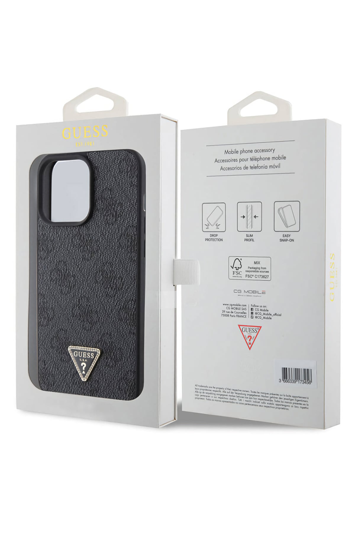 Guess iPhone 14 Pro Max Uyumlu 4G Desenli Strass Kılıf Siyah
