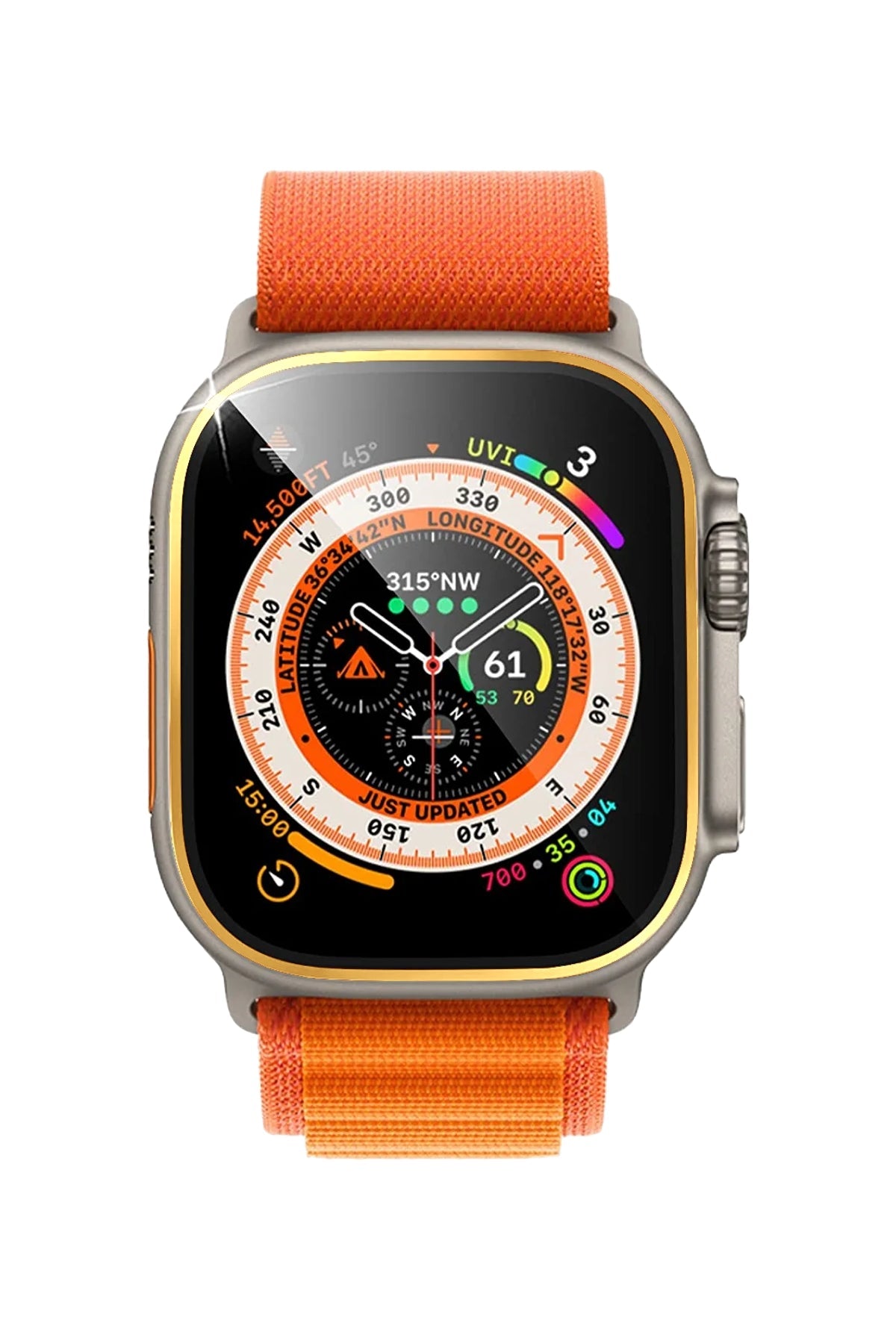 Apple Watch Ultra Uyumlu Metal Çerçeveli Ekran Koruyucu Sunny