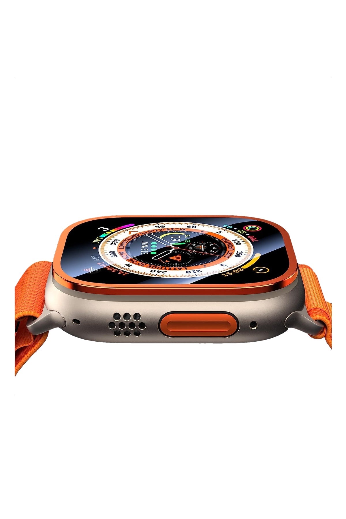 Apple Watch Ultra Uyumlu Metal Çerçeveli İnce Ekran Koruyucu Turuncu