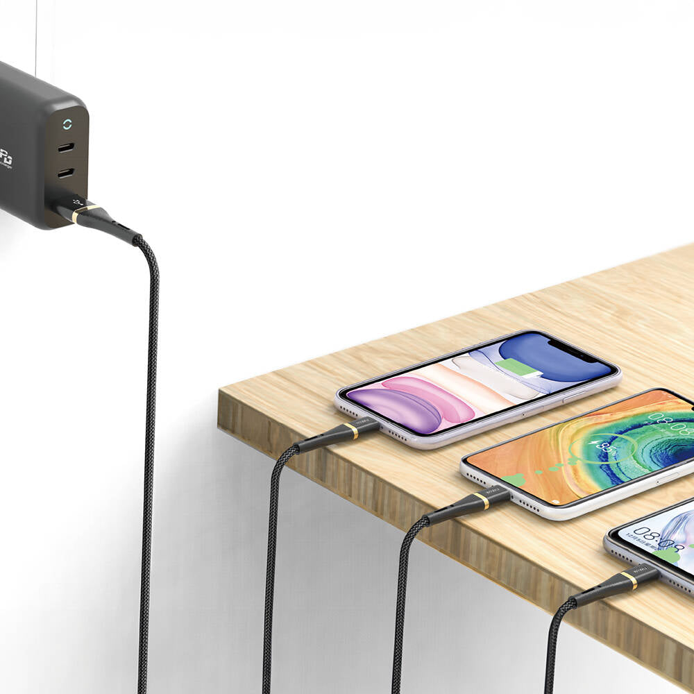 Wi‑C024 Elite 3in1 Type‑C Lightning Type‑C Micro USB 100 W 1.2 m Hızlı Şarj Kablosu