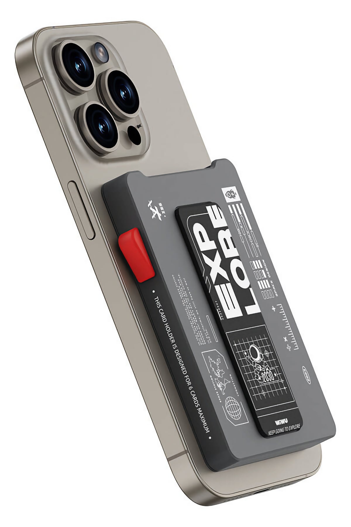 Wiwu MW-002 Pop-Up Buton 6 Hazneli Magsafe Standlı Kartlık Gri