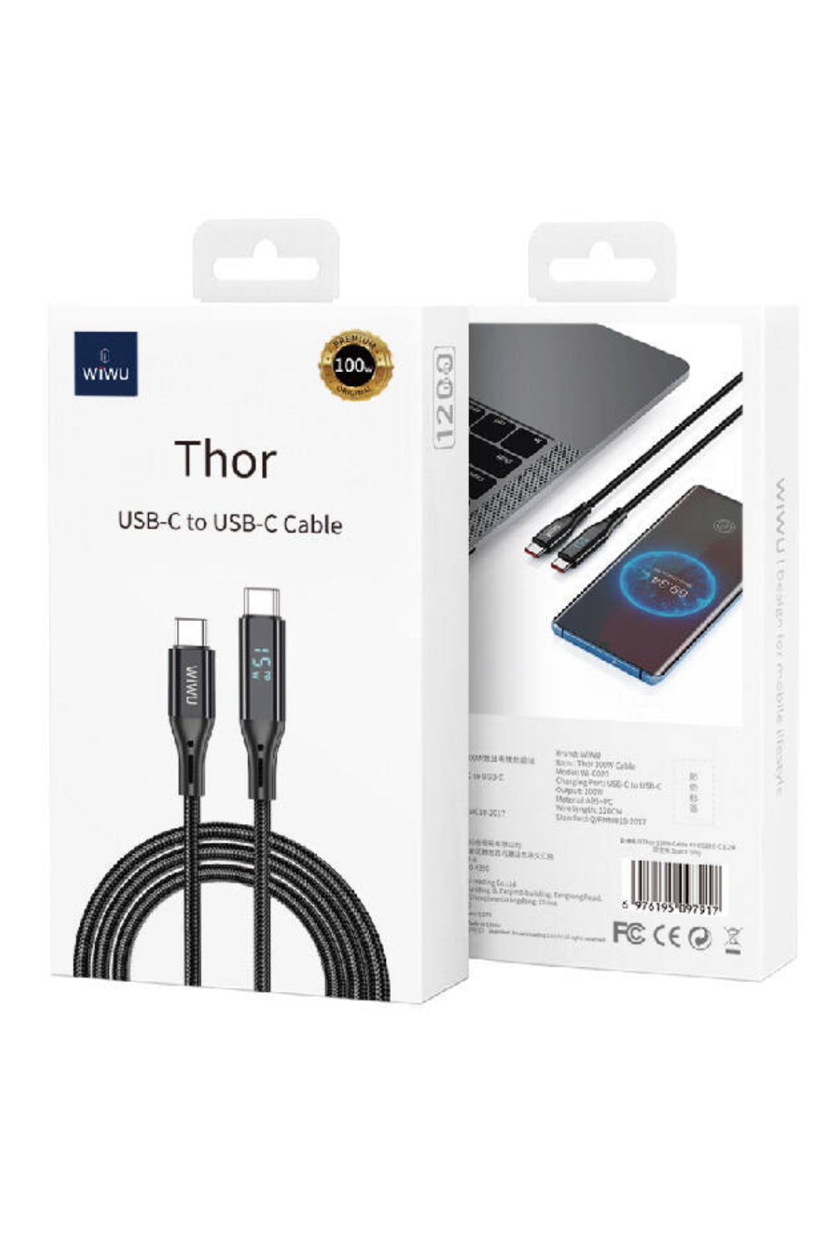 Wiwu Thor Wi-C020 100W iPhone Hızlı Şarj Kablosu Type-C to Type-C 1.2M