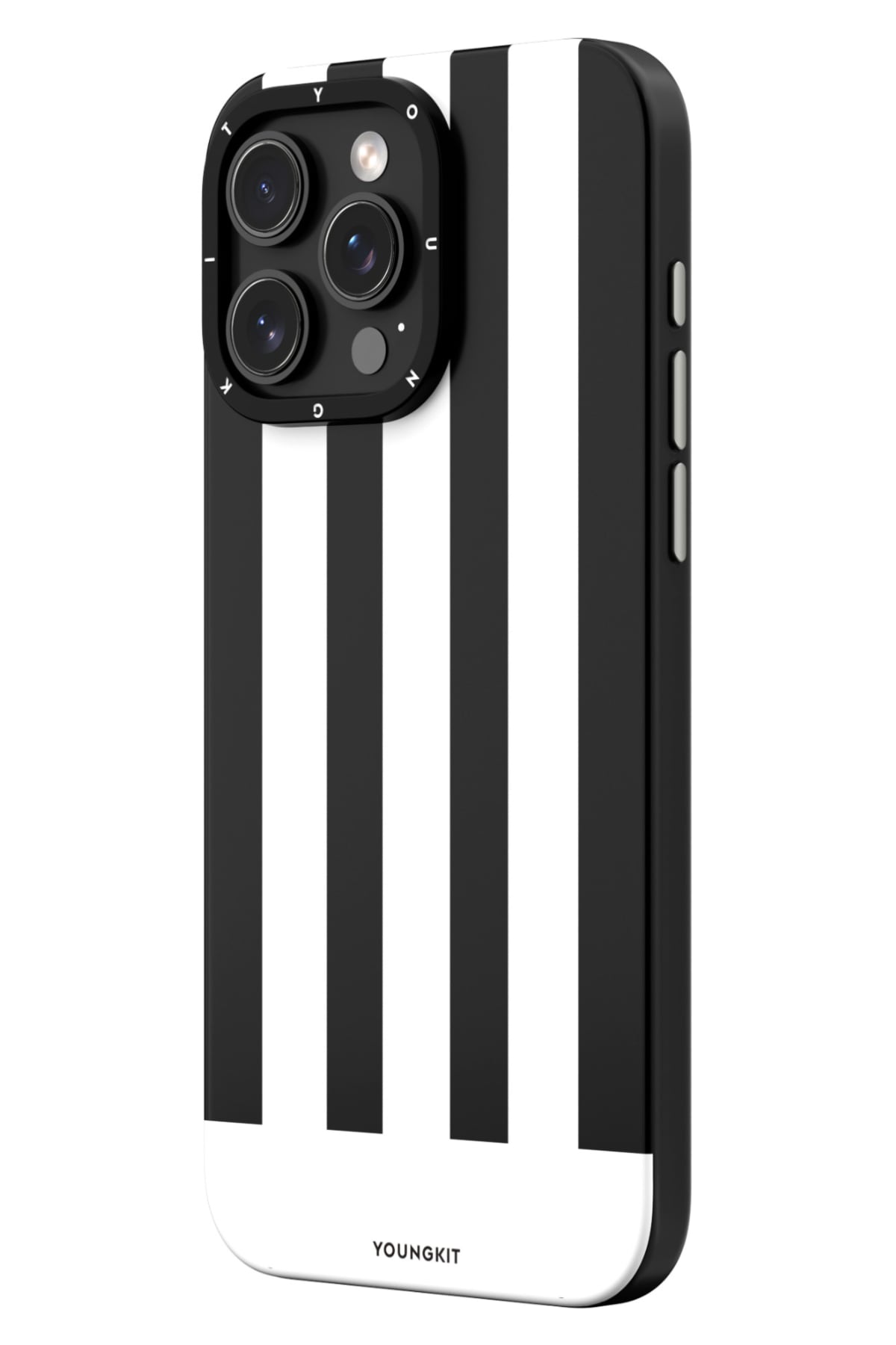 Youngkit Striped Piano Keys iPhone 14 Pro Magsafe uyumlu Kılıf Siyah
