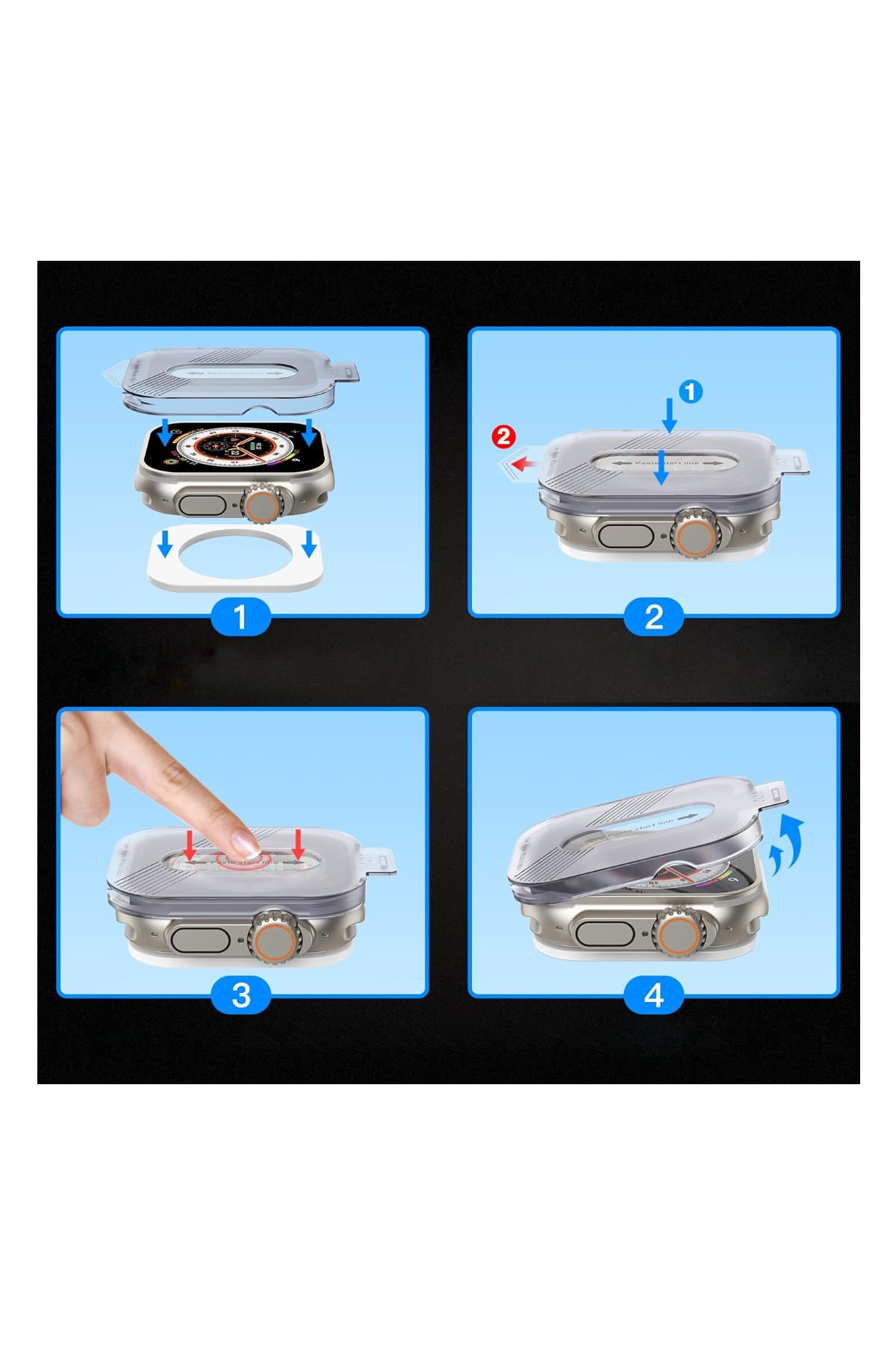 Apple Watch Ultra Uyumlu 49mm Şeffaf Ekran Koruyucu Uygulama Aparatlı