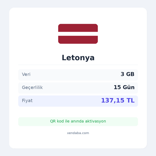 Letonya 3GB 15 Gün eSIM