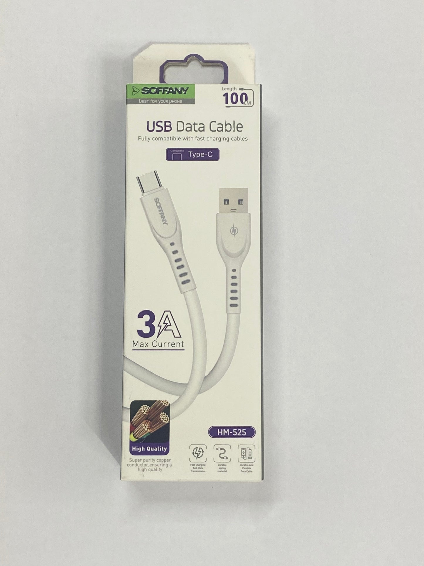 SOFFANY HM-525 USB Data Cable Type-C 3A – 100cm Hızlı Şarj ve Veri Kablosu