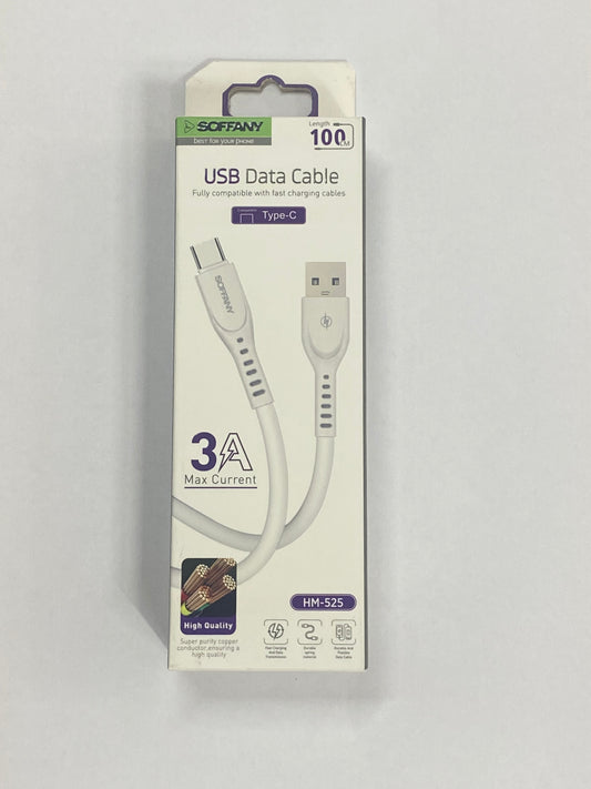 SOFFANY HM-525 USB Data Cable Type-C 3A – 100cm Hızlı Şarj ve Veri Kablosu