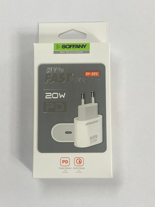 SOFFANY SY-221 20W PD Hızlı Şarj Adaptörü – Type-C iPhone Şarj Başlığı