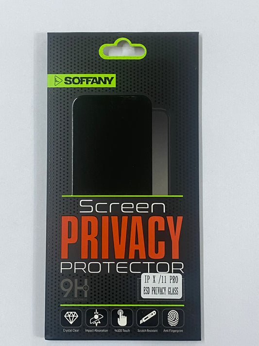 SOFFANY iPhone X/XS/11Pro Privacy Ekran Koruyucu – 9H+ ESD Gizlilik Camı, Darbe Emici, Çizilmez Temperli Cam
