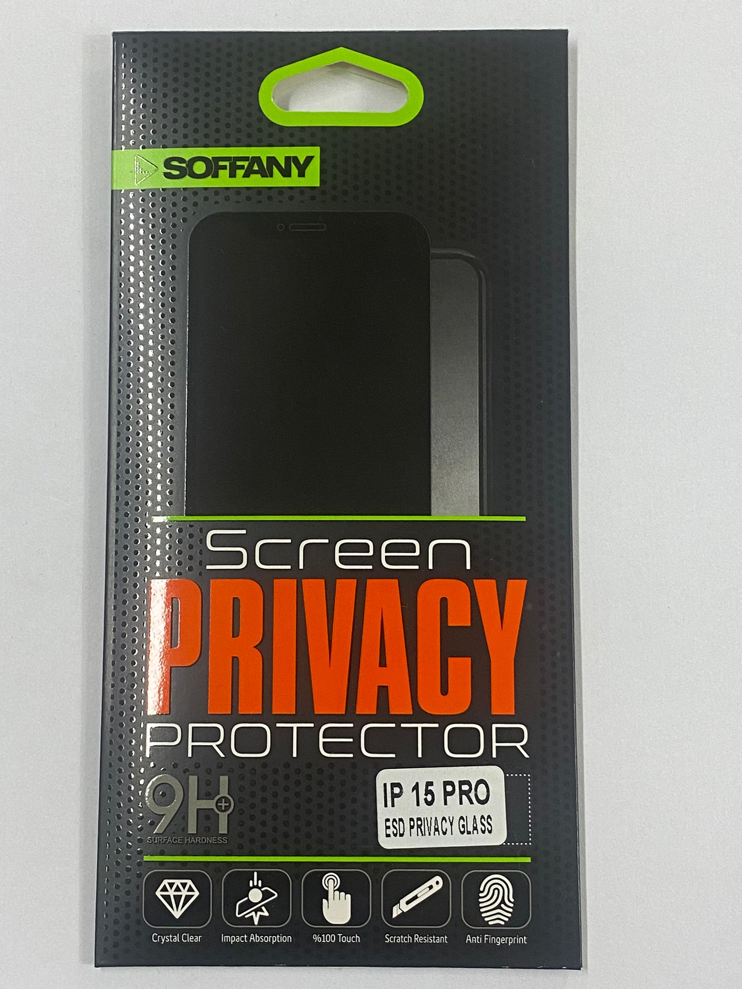 SOFFANY iPhone 16 Pro Privacy Ekran Koruyucu – 9H+ ESD Gizlilik Camı, Darbe Emici, Çizilmez Temperli Cam