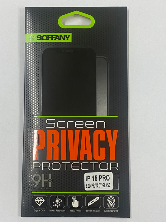 SOFFANY iPhone 16 Pro Privacy Ekran Koruyucu – 9H+ ESD Gizlilik Camı, Darbe Emici, Çizilmez Temperli Cam
