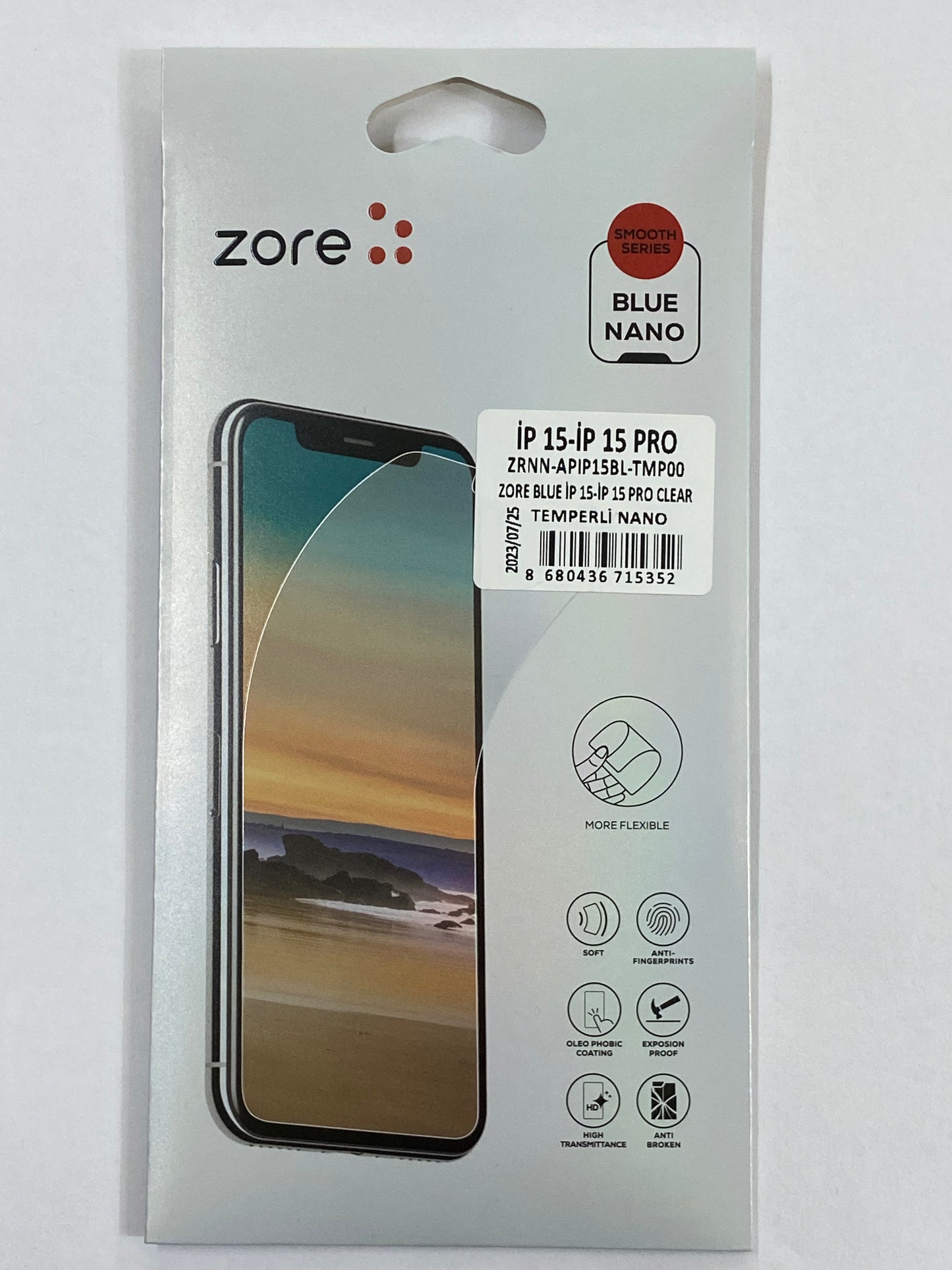 Zore iPhone 15 / 15 Pro Clear Temperli Nano