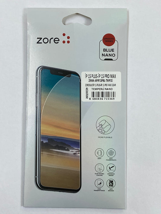 Zore iPhone 15 Plus  / 15 Pro Max Clear Temperli Nano
