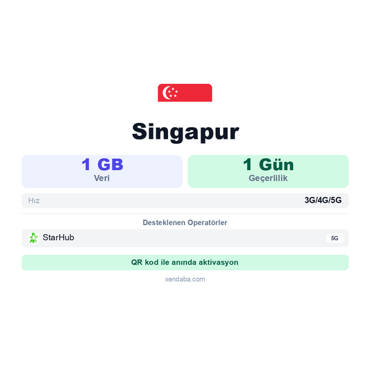 Singapur 1GB 1 Gün eSIM