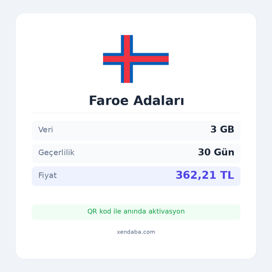 Faroe Adaları 3GB 30 Gün eSIM