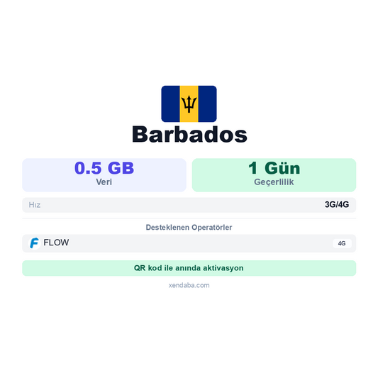 Barbados 0.5GB 1 Gün eSIM